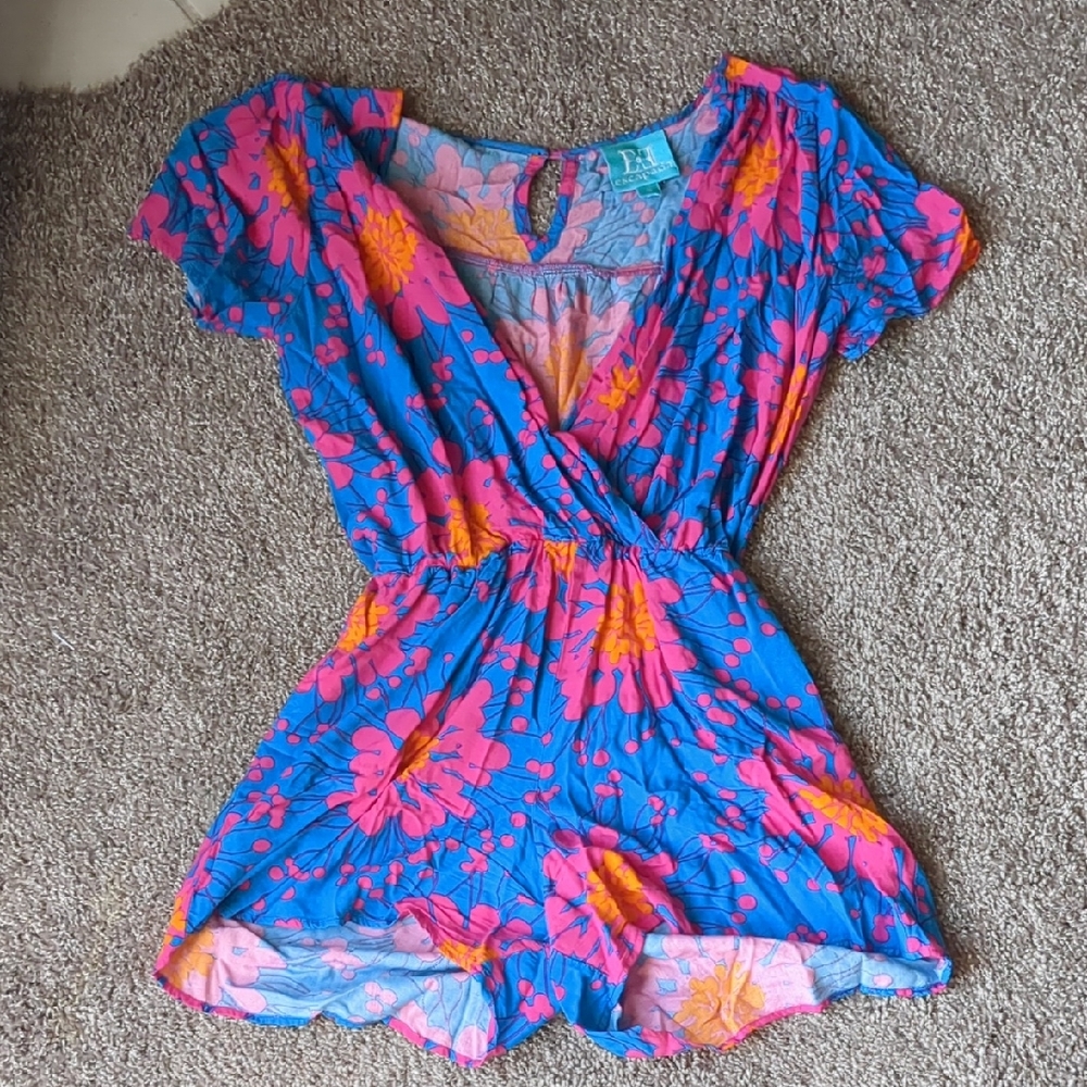 Escapada Floral Romper in Blue and Pink